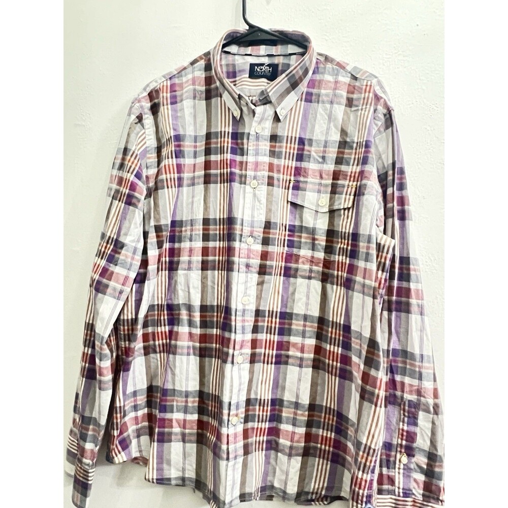 North Country  Men's‎ LARGE Plaid Button
